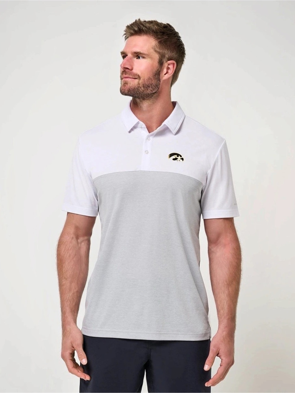 TravisMathew Iowa Drop Back Polo Color Block White & Gray XXL